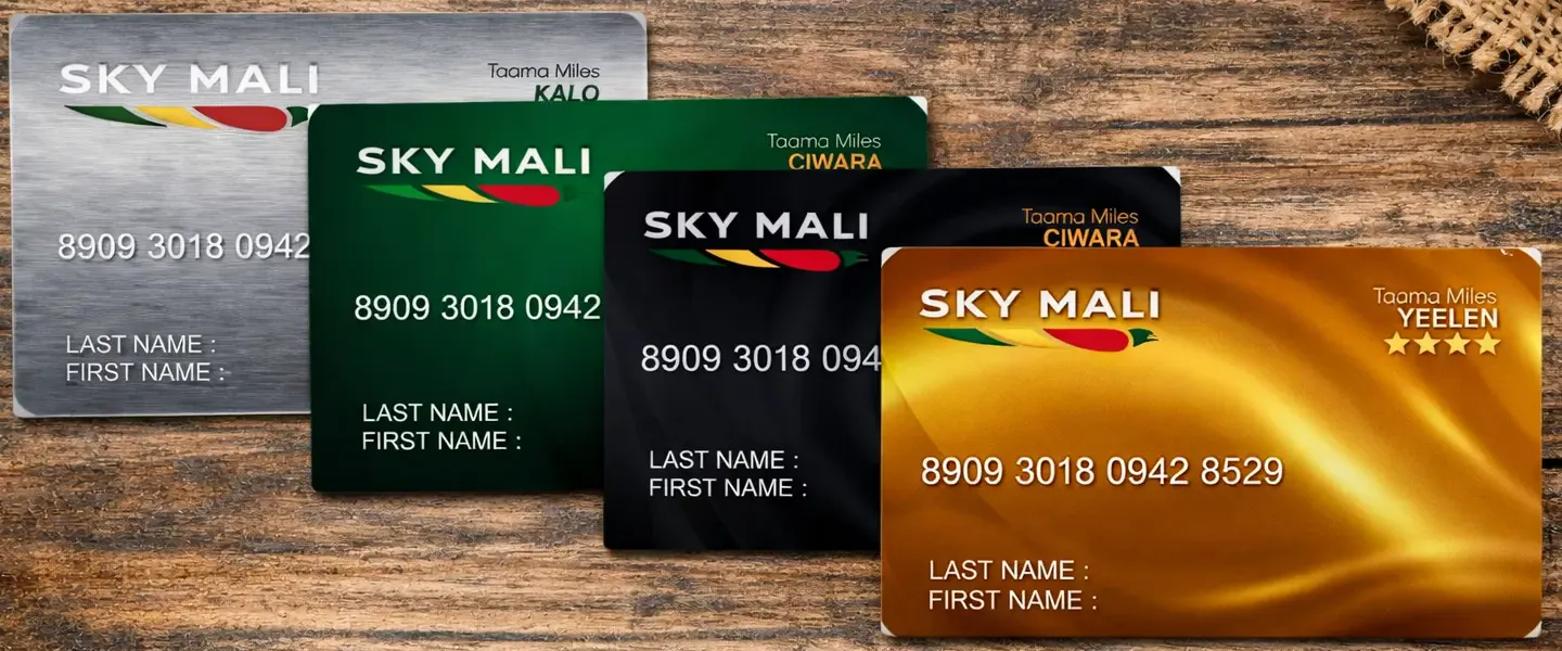 Les cartes de fidélité Taama Miles Sky Mali, du niveau Kalo au niveau Yeelen